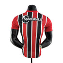 Camisa São Paulo II 22/23 - Jogador Adidas Masculina - Vermelha e preta e branca com patrocínio