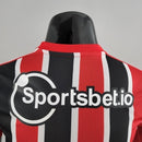 Camisa São Paulo II 22/23 - Jogador Adidas Masculina - Vermelha e preta e branca com patrocínio